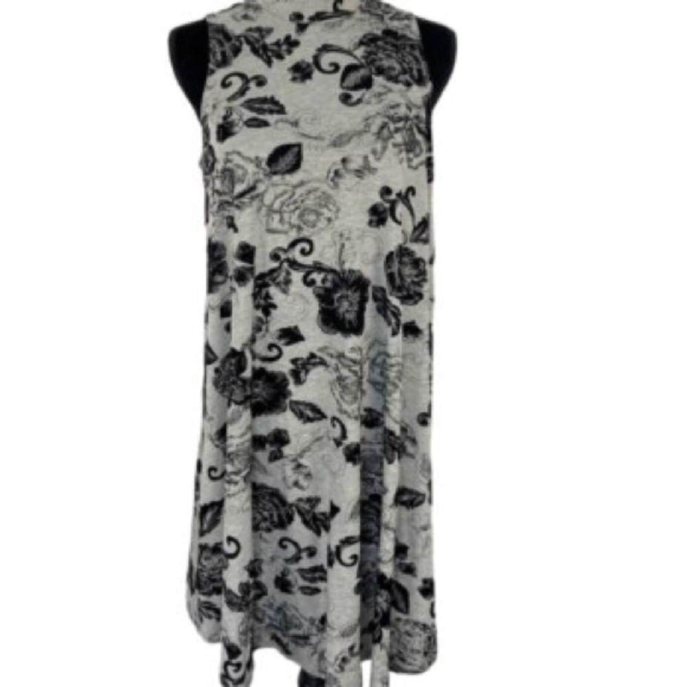 Source Unknown Black and Gray Floral Mini Dress